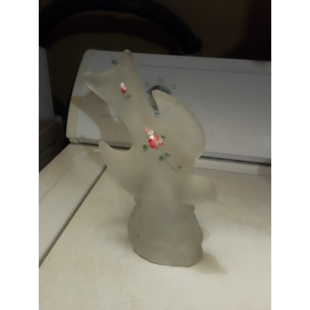 Vintage L.E Smith Frosted Clear Glass Bird Dove in Flight 9" x 4"